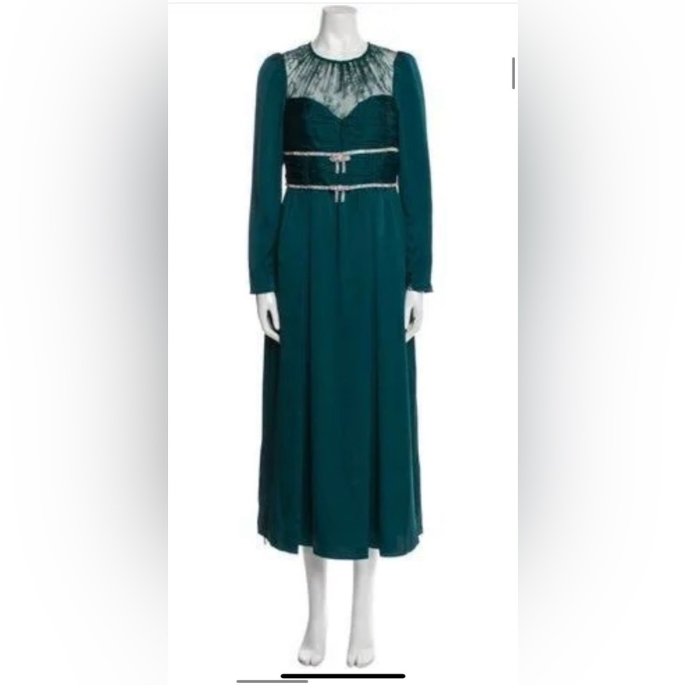 Self Portrait Elegant Teal Long Sleeve Dress